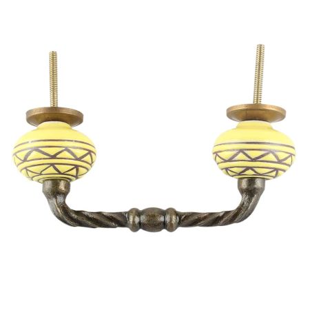 Brown Pattern Etched Ceramic Cut Bridge Handle